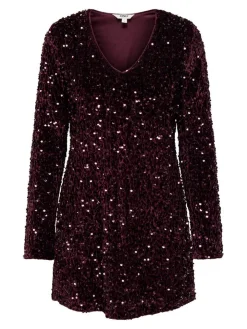 Only Lyhyet Juhlamekot*mekko Onlanika Sequins V-Neck Winetasting
