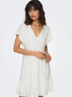 Only Vapaa-Ajan Mekot*mekko Onlsandra S/S V-neck Cloud dancer