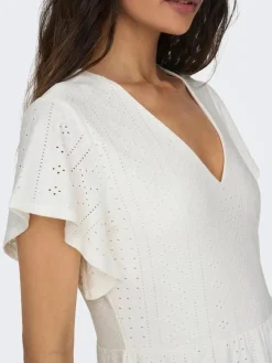 Only Vapaa-Ajan Mekot*mekko Onlsandra S/S V-neck Cloud dancer