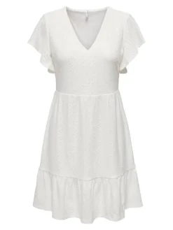 Only Vapaa-Ajan Mekot*mekko Onlsandra S/S V-neck Cloud dancer