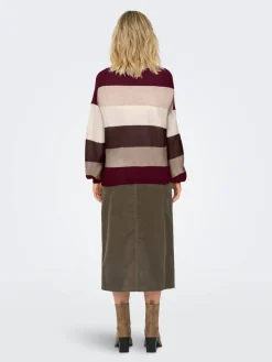 Only Neulepuserot*neule Onlatia L/S Stripe Zinfandel whitecap