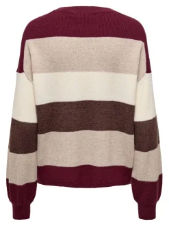 Only Neulepuserot*neule Onlatia L/S Stripe Zinfandel whitecap