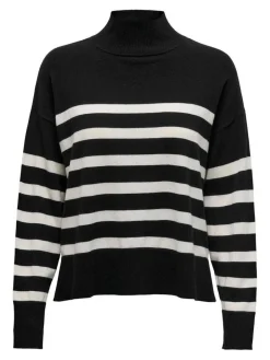 Only Neulepuserot*neule Onlbari L/S highneck Black cloud dancer