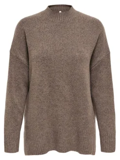 Only Neulepuserot*neule Onlhazel LS Highneck Brown lentil melange
