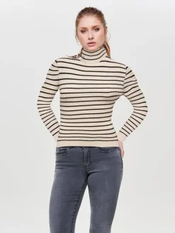 Only Neulepuserot*neule Onlkarol Stripe Whitecap gray / black