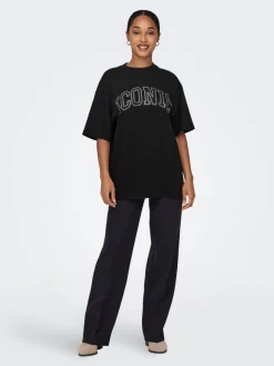 Only Trikoopaidat Ja Colleget*t-paita Onlriri S/S stones Black iconic
