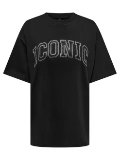 Only Trikoopaidat Ja Colleget*t-paita Onlriri S/S stones Black iconic
