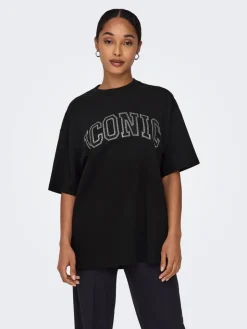 Only Trikoopaidat Ja Colleget*t-paita Onlriri S/S stones Black iconic