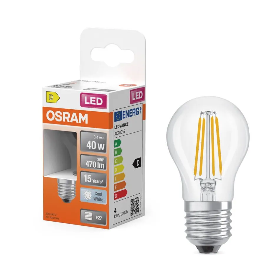 Osram Lamput Ja Valaisintarvikkeet*LED Star Classic P 40 Filament 3.4W 840 Clear E27