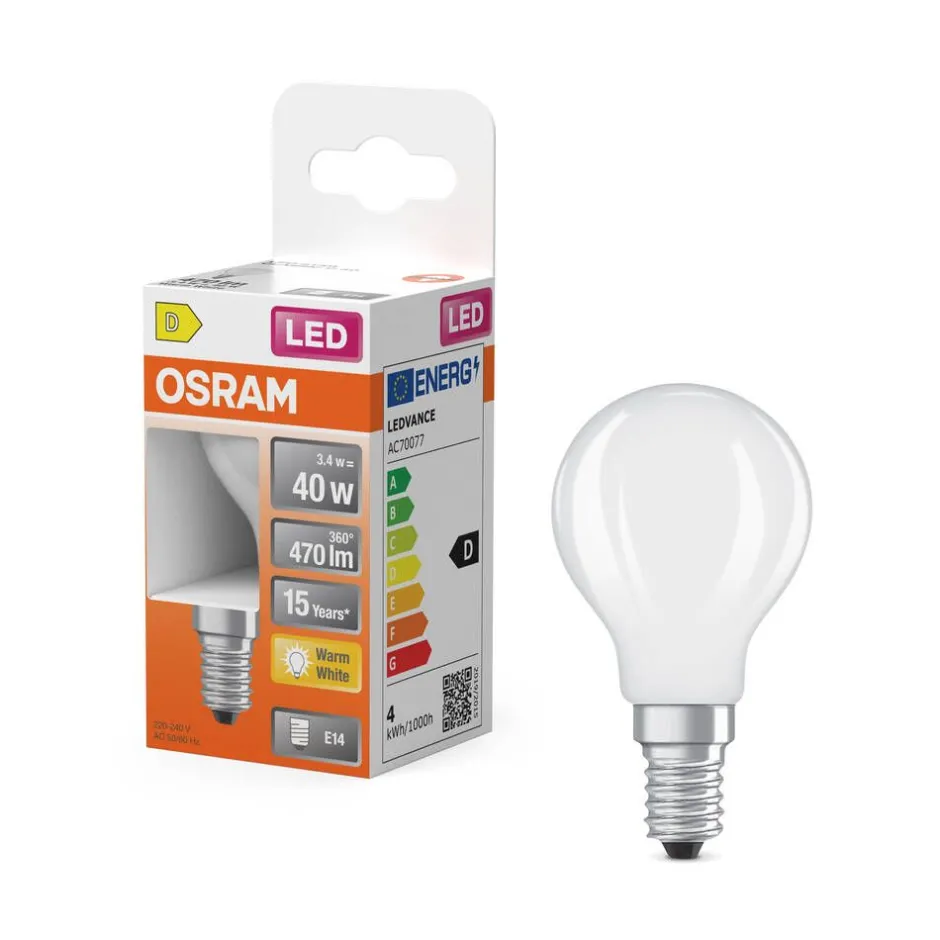 Osram Lamput Ja Valaisintarvikkeet*LED Star Classic P 40 Filament 3.4W 827 Frosted E14
