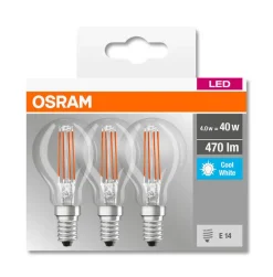 Osram Lamput Ja Valaisintarvikkeet*Led-lamppu Base CL mainos P40 FIL 4,5 W/840 E14 3 kpl/pkt