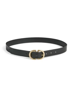 Pieces Vyöt*vyö Pcjuva Leather Black gold buckle