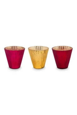 Pip Studio Lyhdyt Ja Kynttilänjalat*kynttilälyhty Glass 10x10,5 cm 3 kpl Red 3 kpl