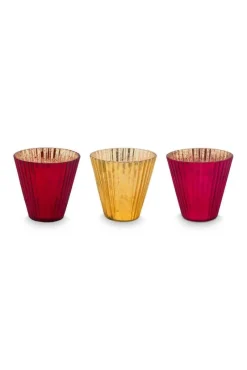 Pip Studio Lyhdyt Ja Kynttilänjalat*kynttilälyhty Glass 10x10,5 cm 3 kpl Red 3 kpl