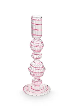 Pip Studio Lyhdyt Ja Kynttilänjalat*kynttilänjalka lasia Swirl M 22 cm Pink
