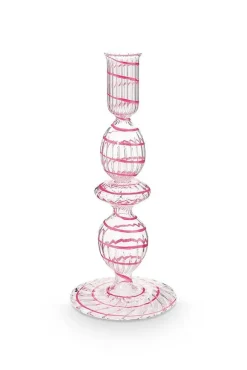Pip Studio Lyhdyt Ja Kynttilänjalat*kynttilänjalka lasia Swirl S 20 cm Pink
