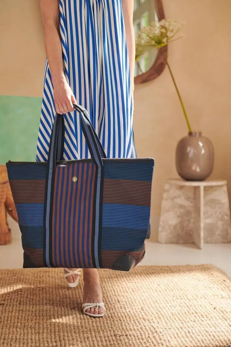 Pip Studio Laukut Ja Kassit*laukku Tilda Large Stripe Blue 66x20x44 cm