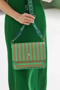 Pip Studio Laukut Ja Kassit*olkalaukku Fenna Medium Stripe Green 25x7x20 cm