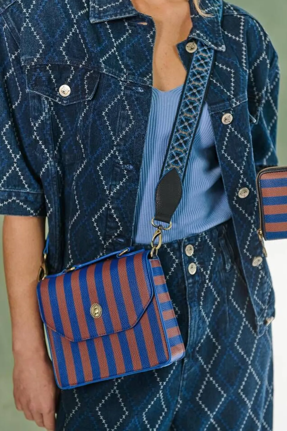 Pip Studio Laukut Ja Kassit*olkalaukku Frances Small Stripe Blue 19x7x17,5 cm