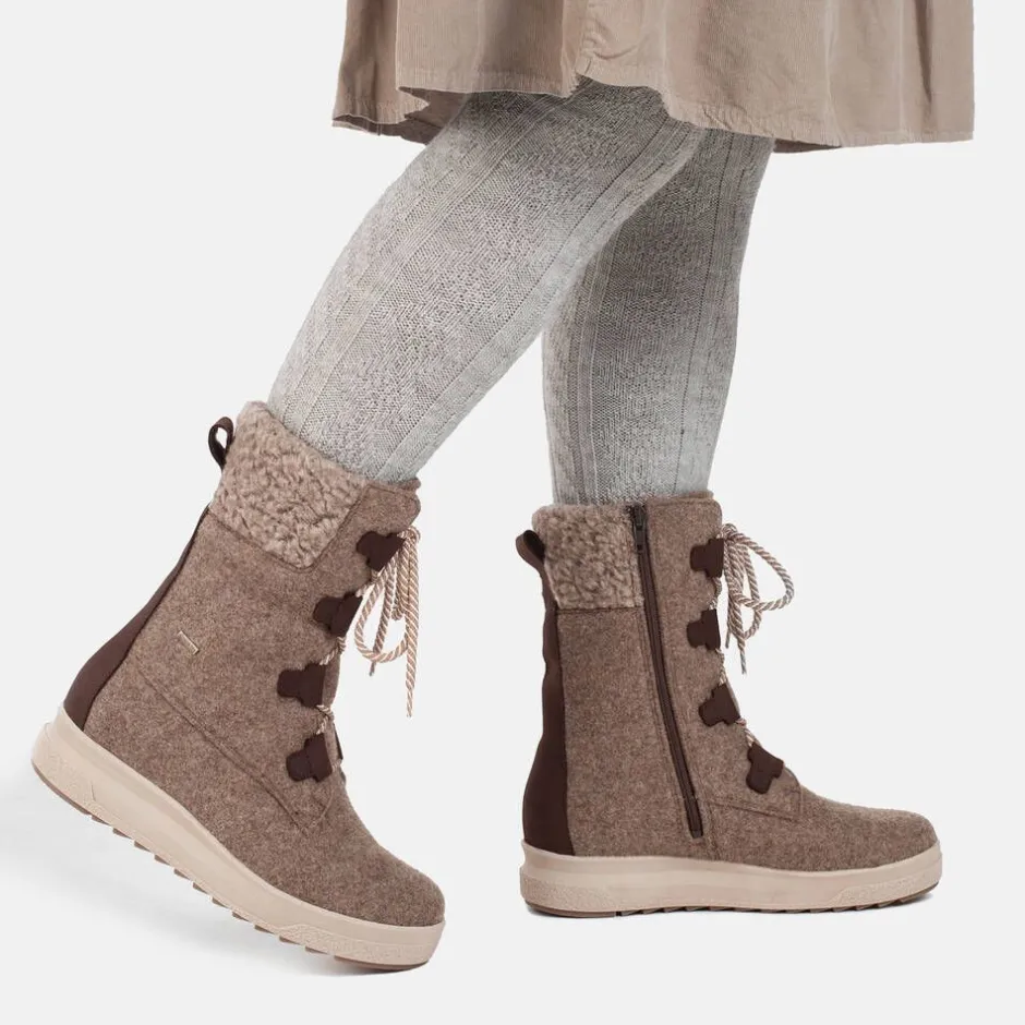 Pomar Nilkkurit*pitopohjakengät Reki 102 Sand Felt / Bark Waxy / Wool