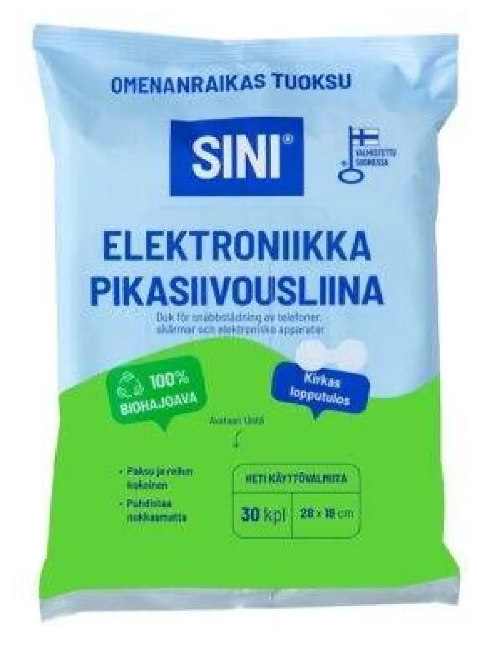 Sini Puhdistus Ja Siivous*pikasiivousliina elektroniikka 28x18 cm 30 kpl omena