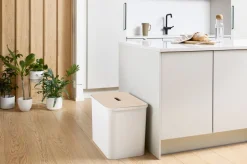 Smartstore Paperikorit Ja Roska-Astiat*Collect lajitteluastiasetti vanerikannella 76 L valkoinen