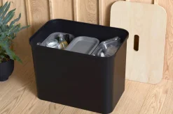 Smartstore Paperikorit Ja Roska-Astiat*Collect lajitteluastiasetti vanerikannella 76 L musta
