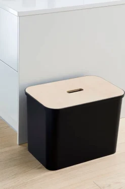 Smartstore Paperikorit Ja Roska-Astiat*Collect lajitteluastia vanerikannella 76 L musta