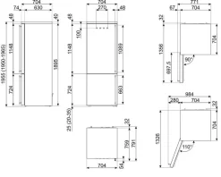 Smeg Jääkaapit Ja Pakastimet*Coloniale jääkaappipakastin 70 cm FA8005RPO5 antrasiitti vas