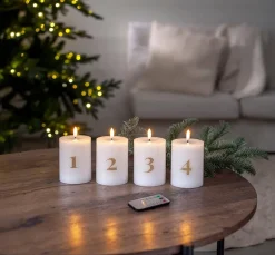 Star Trading Koriste- Ja Kausivalot*LED-kynttilä Flamme Advent valkoinen 4 kpl