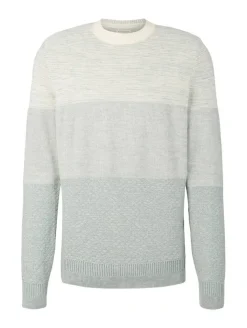 Tom Tailor Neulepuserot*neule 1034936 31229 Ice blue white block stripe