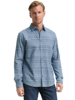 Tom Tailor Kauluspaidat*paita 1047327 38490 Teal blue varied cross stripe