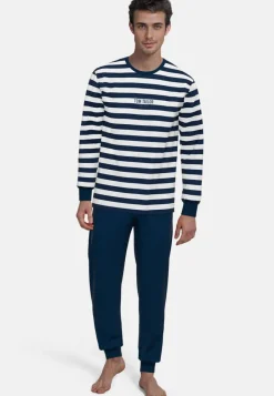 Tom Tailor Yöasut*pyjama 71457-4009 652 Blue-medium horizontal stripes