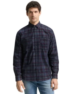 Tom Tailor Kauluspaidat*samettipaita 1048427 38918 Navy red cord check