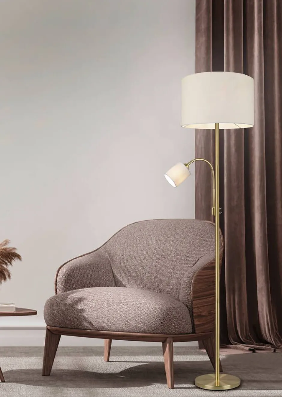 Trio Lighting Sisustusvalaisimet*lattiavalaisin Hotel E27+E14 mattamessinki
