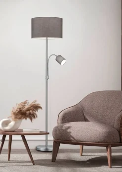 Trio Lighting Sisustusvalaisimet*lattiavalaisin Hotel E27+E14 harmaa