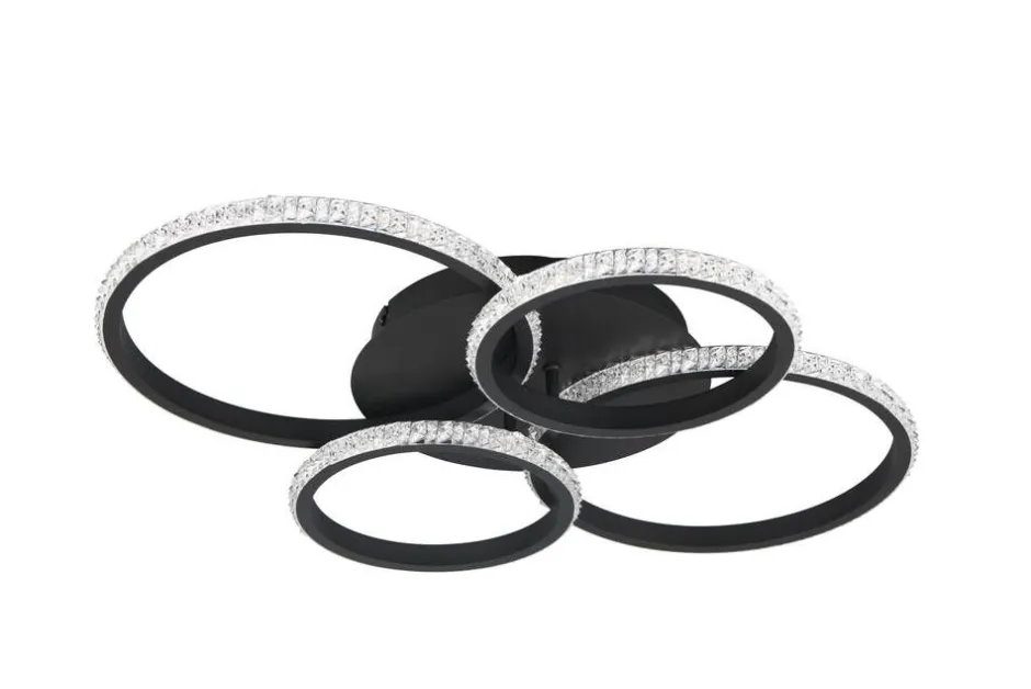 Trio Lighting Sisustusvalaisimet*LED kattovalaisin Cires mattamusta/kristallief