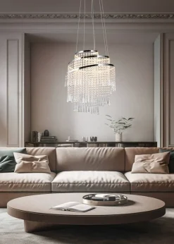 Trio Lighting Sisustusvalaisimet*LED riippuvalaisin Pomp 38 cm kromi/kirkas