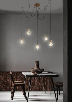 Trio Lighting Sisustusvalaisimet*riippuvalaisin Cord 5-os E27 antiikkikupari
