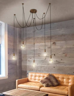 Trio Lighting Sisustusvalaisimet*riippuvalaisin Cord 5-os E27 antiikkikupari