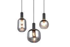 Trio Lighting Sisustusvalaisimet*riippuvalaisin Diva 3-os E27 mattamusta/kromat