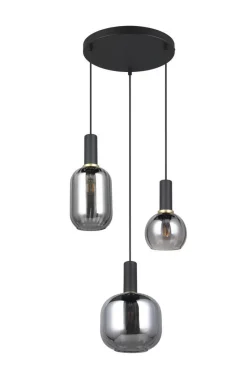 Trio Lighting Sisustusvalaisimet*riippuvalaisin Diva 3-os E27 mattamusta/kromat