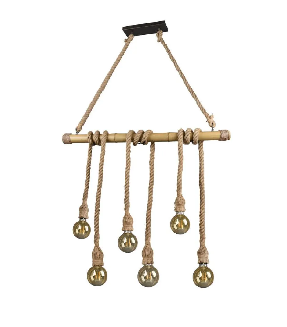 Trio Lighting Sisustusvalaisimet*riippuvalaisin Wilma 6xE27 bambu/sisal