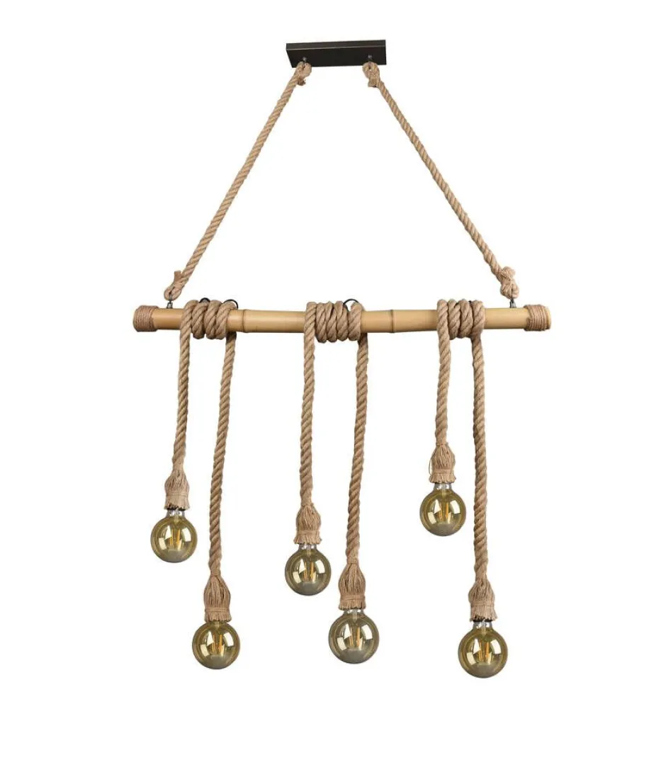 Trio Lighting Sisustusvalaisimet*riippuvalaisin Wilma 6xE27 bambu/sisal