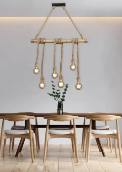 Trio Lighting Sisustusvalaisimet*riippuvalaisin Wilma 6xE27 bambu/sisal