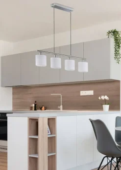 Trio Lighting Sisustusvalaisimet*riippuvalaisin Tommy 4xE14 harjattu teräs/valk