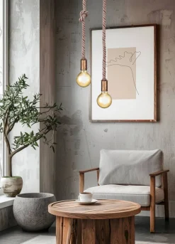Trio Lighting Sisustusvalaisimet*riippuvalaisin Rope 1-os E27 antiikkimessinki
