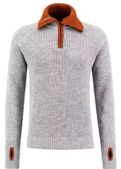 Ulvang Paidat Ja Neuleet*neule Rav Sweater w/zip 11294 Grey Melange/Arabian Spice