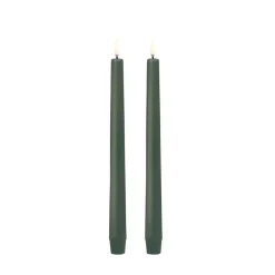 Uyuni Koriste- Ja Kausivalot*LED-kruunukynttilä 2,3x25 cm Olive Green Smooth 2 kpl