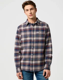 Wrangler Kauluspaidat*paita 112371556 Brushed 1 Pkt Navy Birch